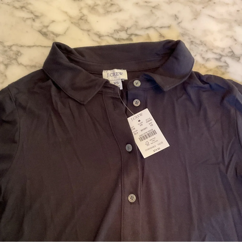NWT JCrew Black Knit long-sleeve button-up top Sz XS Sold Out - Picture 9 of 11